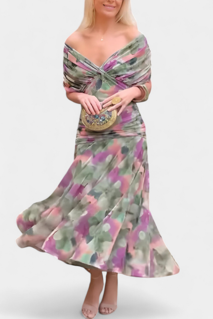 Jolene | Women's Floral Off-Shoulder Midi Dress
