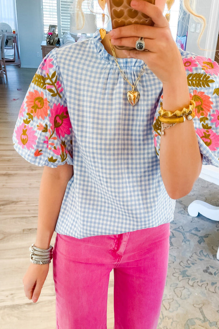 Tahlia | Women's Embroidered Puff Sleeve Blouse