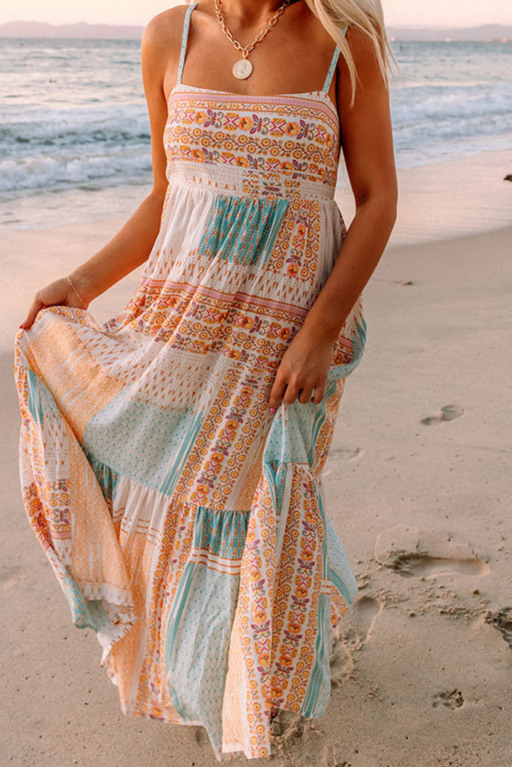 Elodie | Women's Printed Tiered Maxi Dress