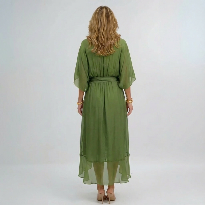 Bonnie | Women’s Chiffon Midi Wedding Guest Dress Tie Waist