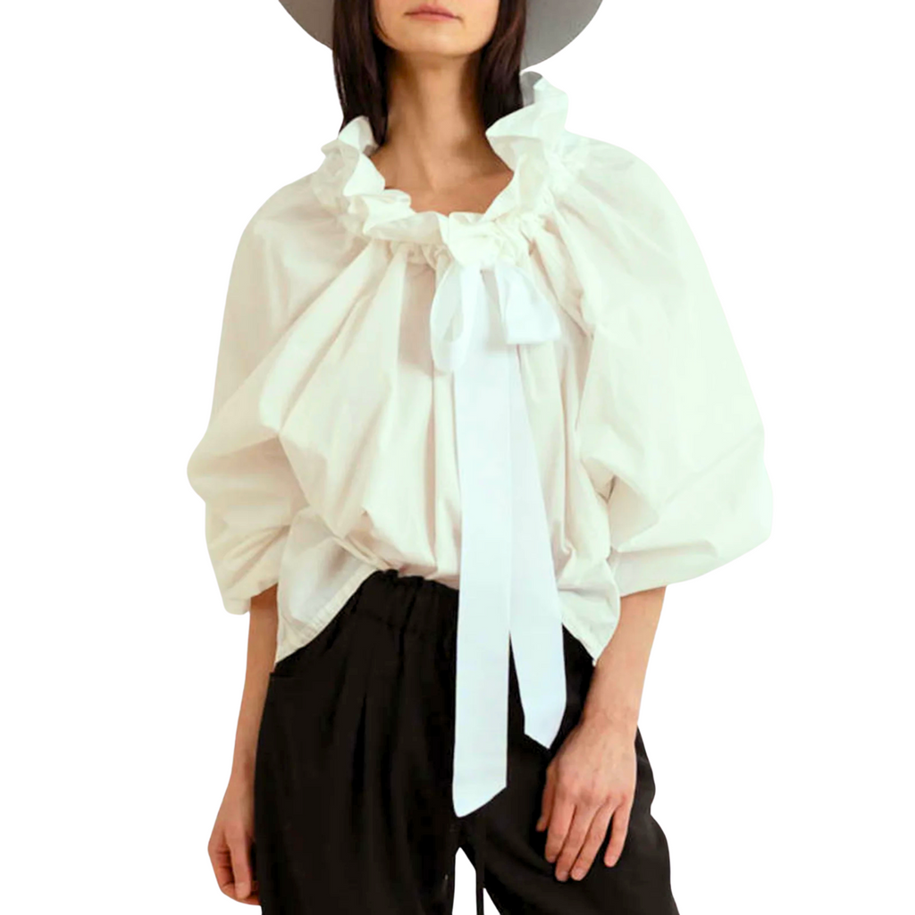 Marlowe | Women's Puffed Sleeve Cotton Blouse Layering Essential