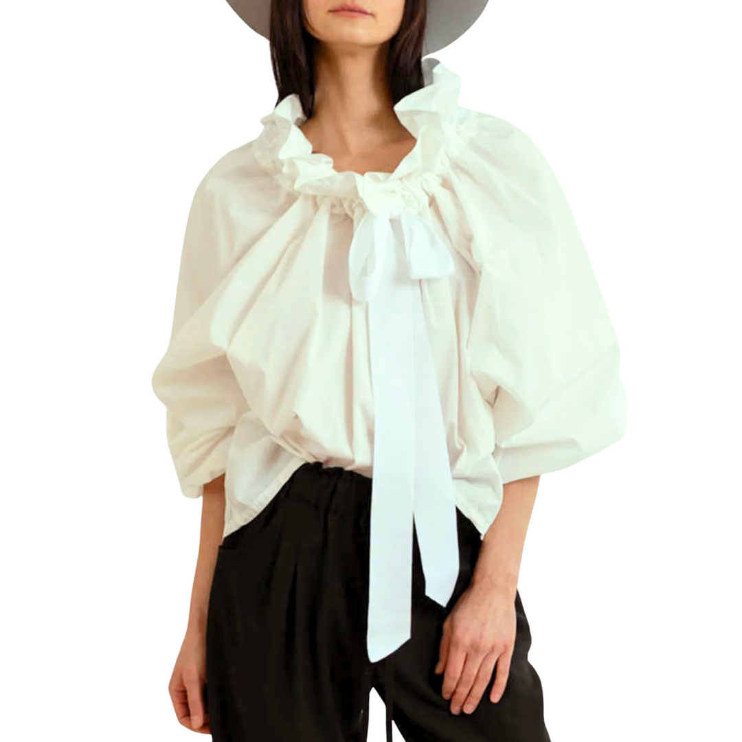 Marlowe | Women's Puffed Sleeve Cotton Blouse Layering Essential