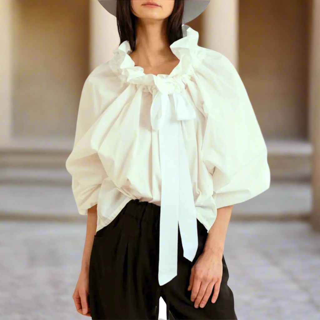 Marlowe | Women's Puffed Sleeve Cotton Blouse Layering Essential