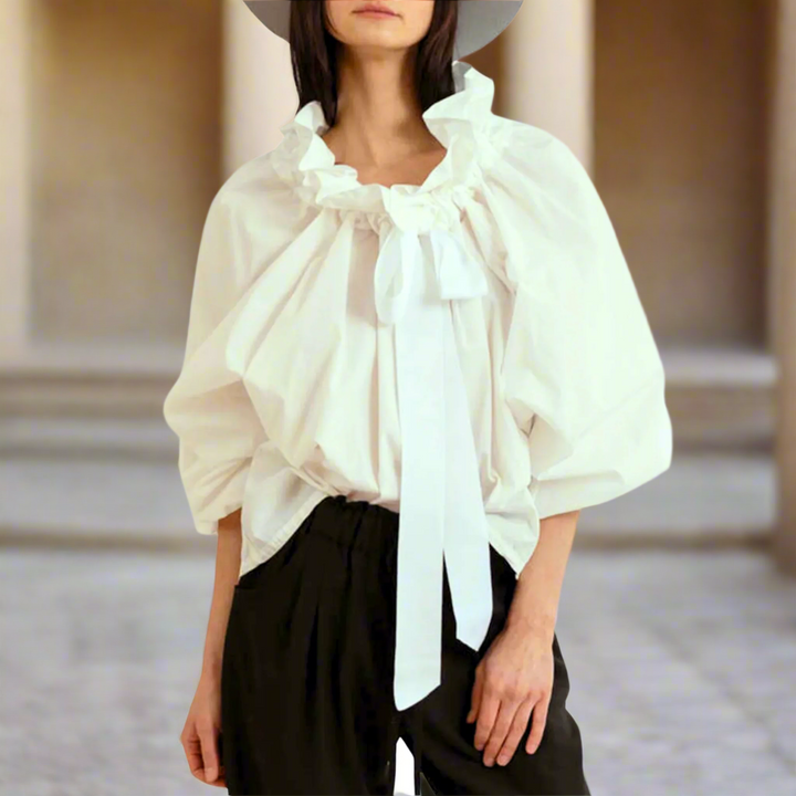 Marlowe | Women's Puffed Sleeve Cotton Blouse Layering Essential