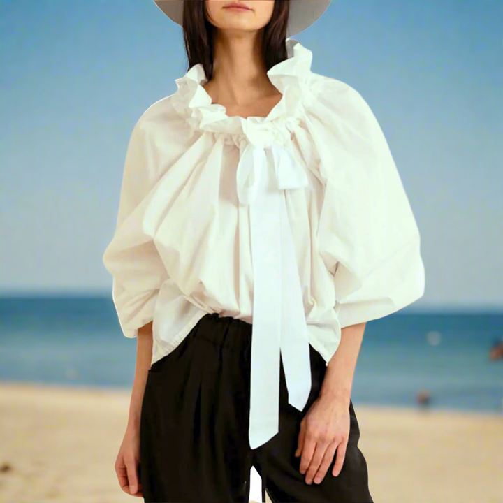 Marlowe | Women's Puffed Sleeve Cotton Blouse Layering Essential