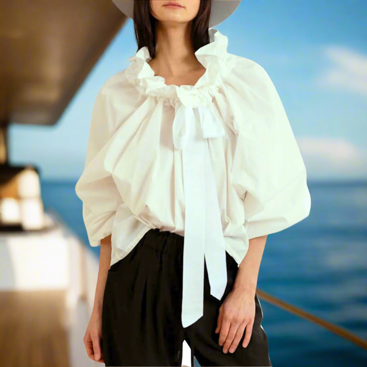 Marlowe | Women's Puffed Sleeve Cotton Blouse Layering Essential