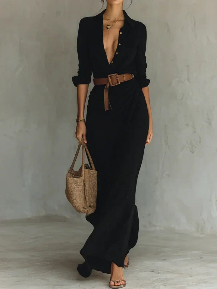 Sienna | Women's Wrap Shirt Maxi Dress Elegant