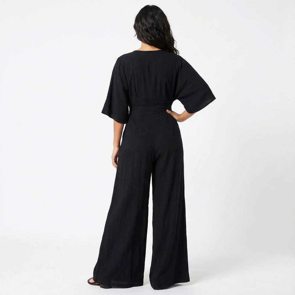 Rosie | Women’s Elegant Wide-Leg Jumpsuit Half Sleeve