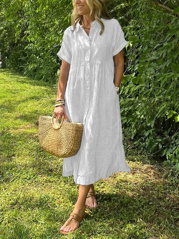 Sutton | Women's Elegant Striped Shirt Dress