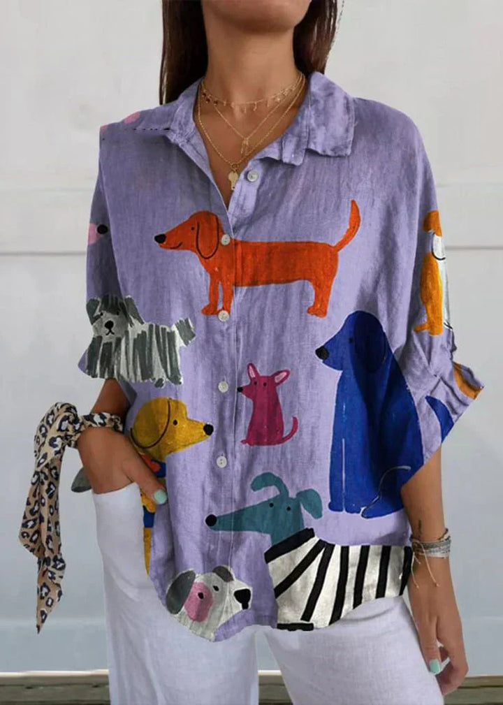 Sanne | Women's Printed Long Sleeve Turn-Down Collar Shirt Casual