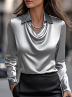 Quinn | Women's Draped Neck Blouse Elegant