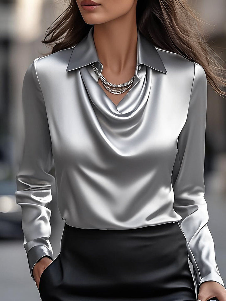 Quinn | Women's Draped Neck Blouse Elegant