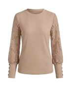 Mette | Women's Decorative Sleeve Button-Detail Top