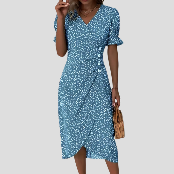 Liora | Women's Floral Wrap Midi Dress Chic