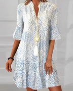 Priya | Women's Printed Bell Sleeve Mini Dress