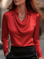 Quinn | Women's Draped Neck Blouse Elegant
