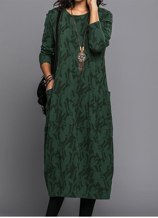 Lennox | Women's Long Sleeve Midi Dress with Pockets Casual