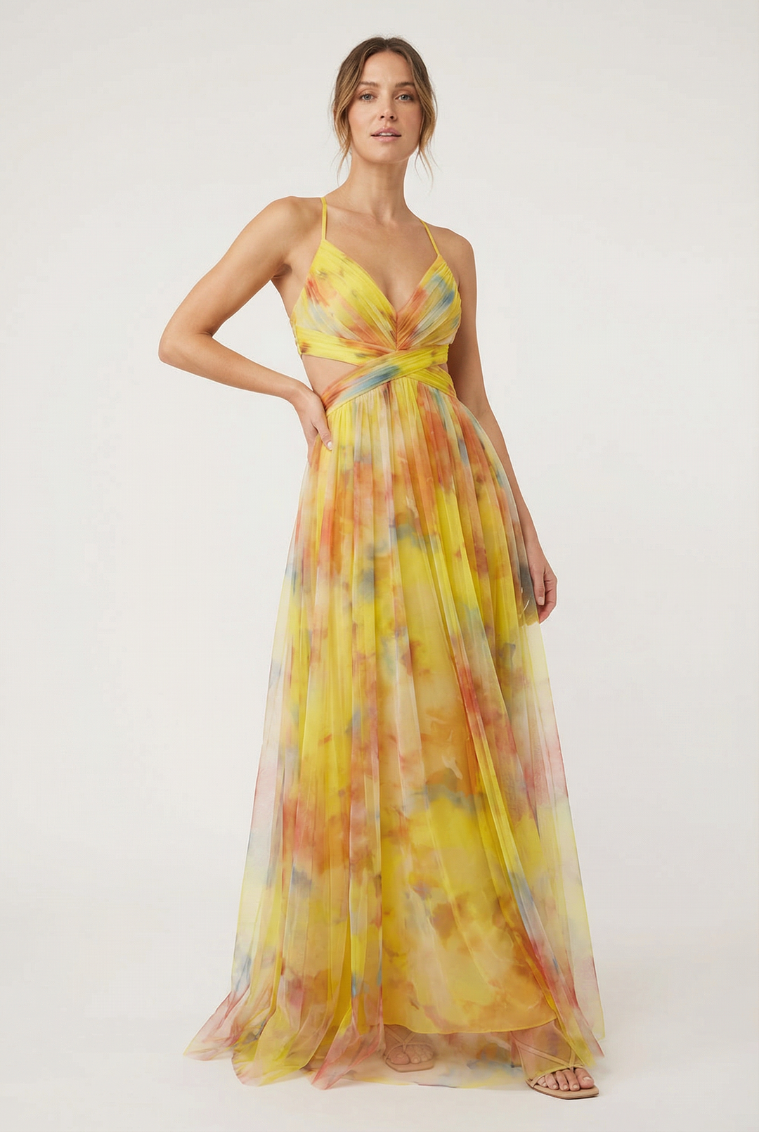 Sienna | Women's Floral Chiffon Maxi Dress Adjustable Elegant