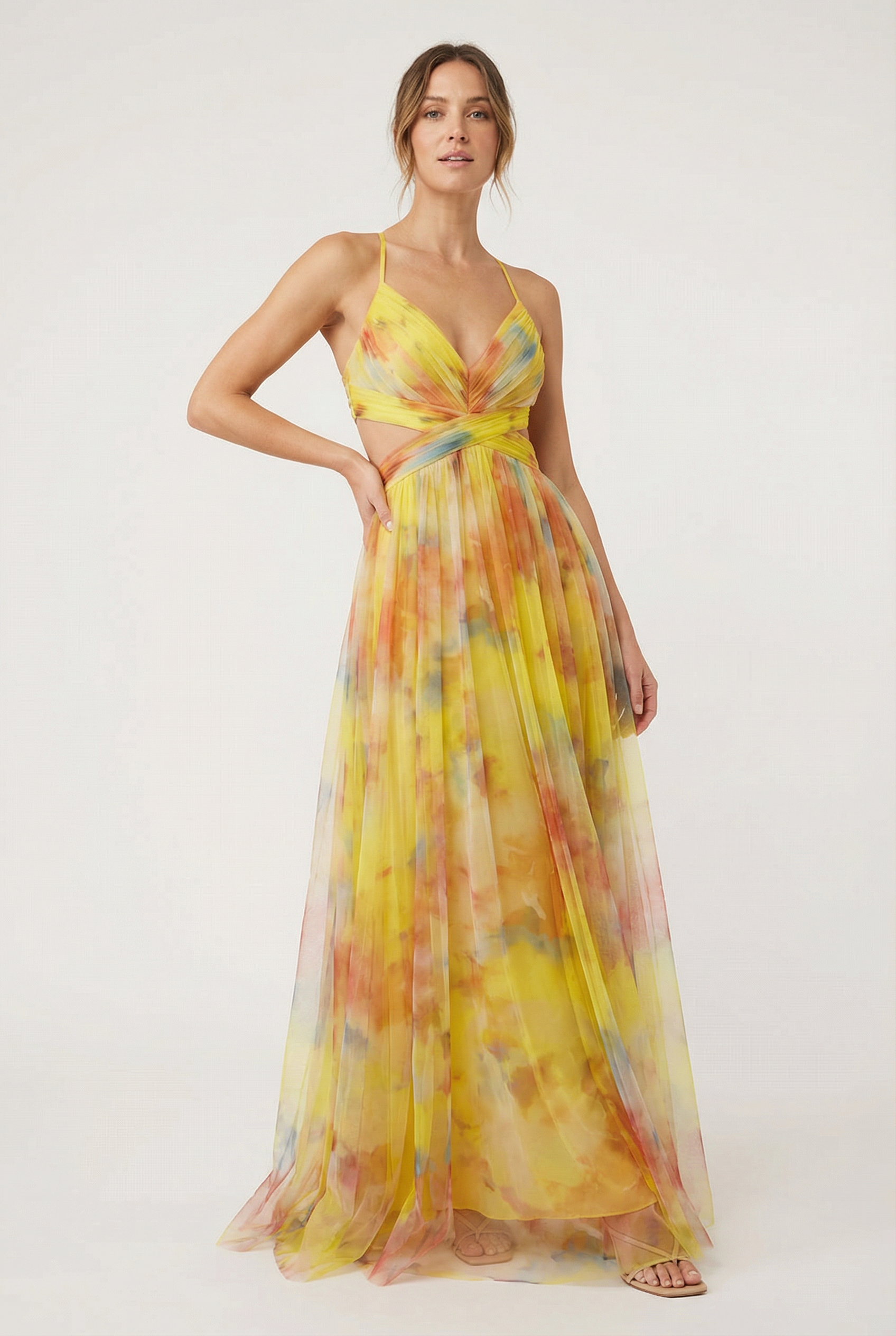 Sienna | Women's Floral Chiffon Maxi Dress Adjustable Elegant