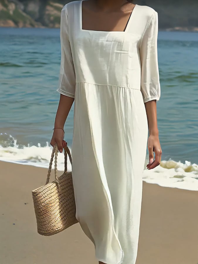 Sanne | Women's Square Neckline Casual Dress Chic