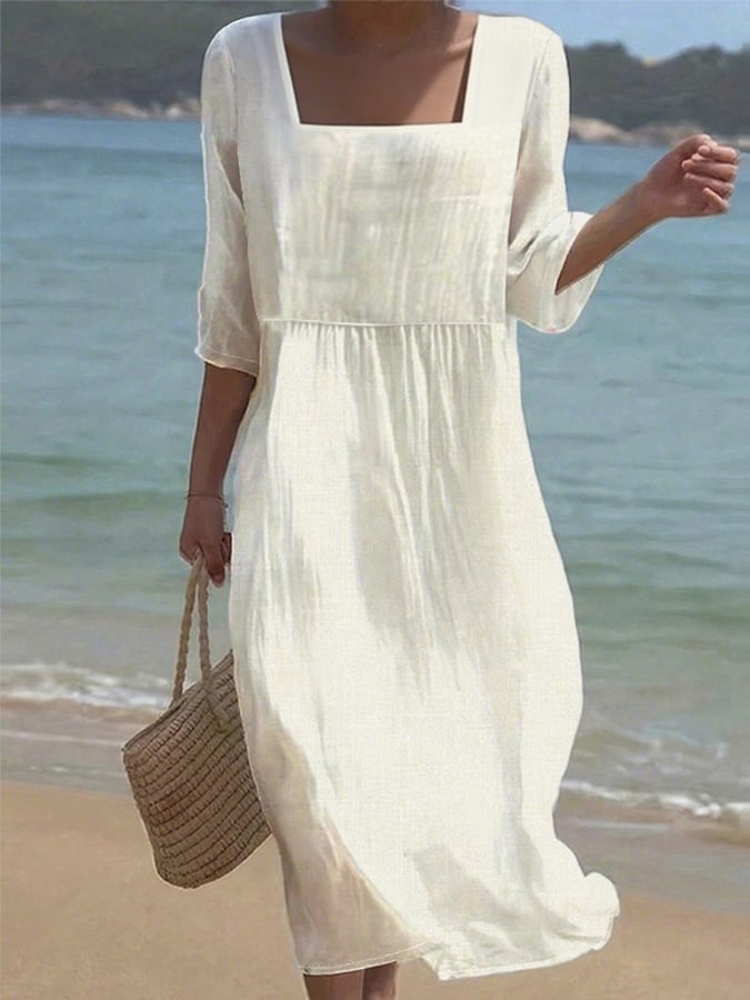 Sanne | Women's Square Neckline Casual Dress Chic