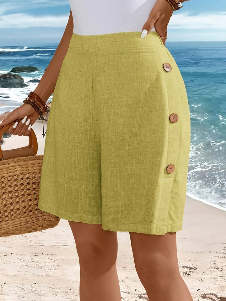 Zarelle | Women's High Waisted Button Accent Shorts Casual