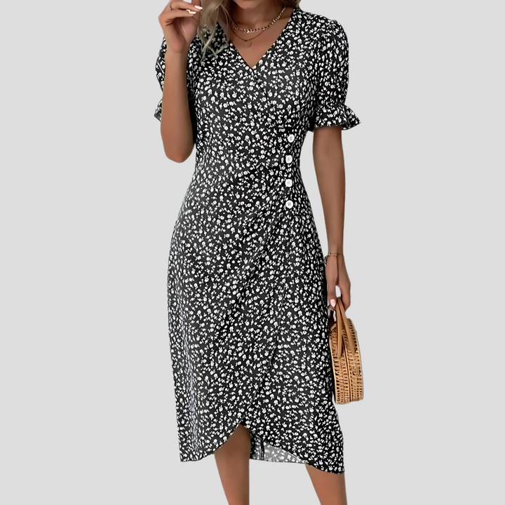 Liora | Women's Floral Wrap Midi Dress Chic