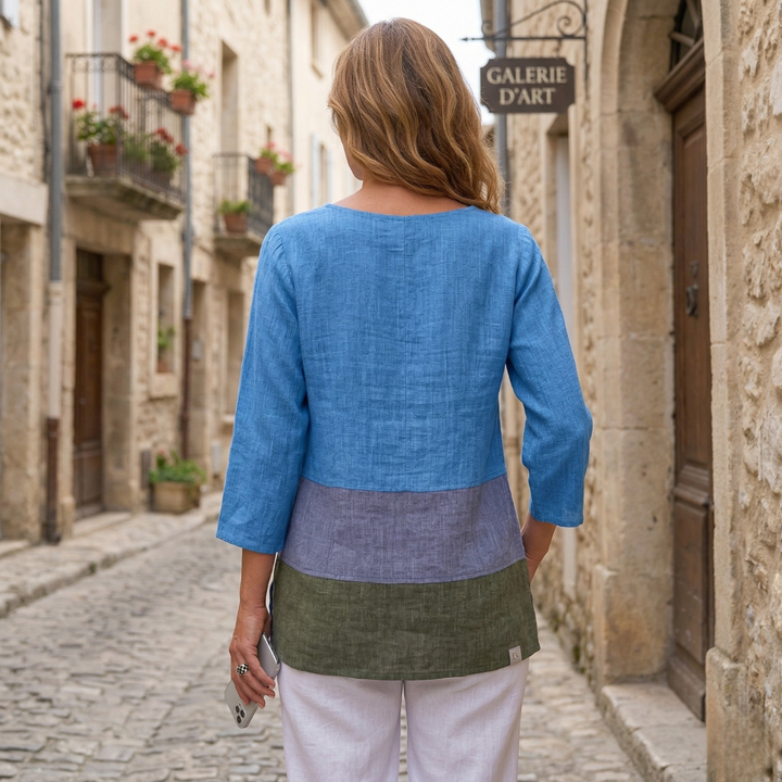 Ayla | Women’s Block V-Neck Tunic Top Loose Fit Blouse