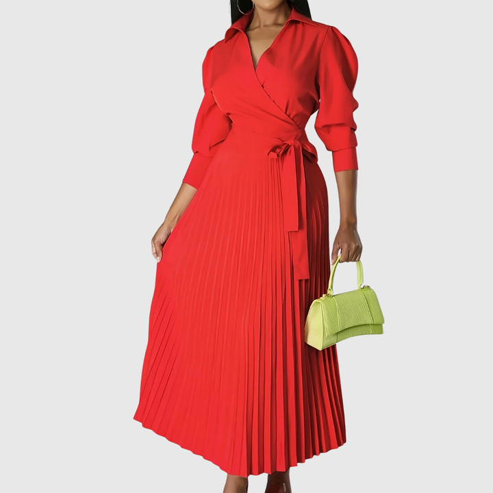 Evelina | Women’s Soft Pleated Midi Dress
