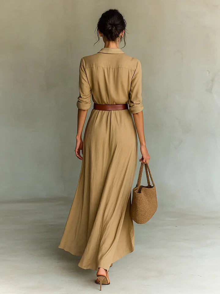 Sienna | Women's Wrap Shirt Maxi Dress Elegant