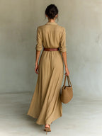 Sienna | Women's Wrap Shirt Maxi Dress Elegant