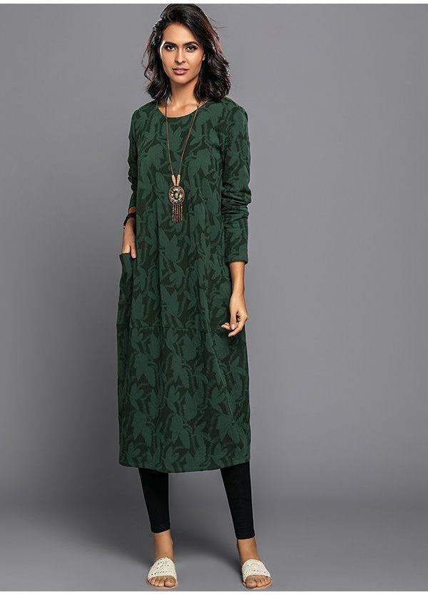 Lennox | Women's Long Sleeve Midi Dress with Pockets Casual