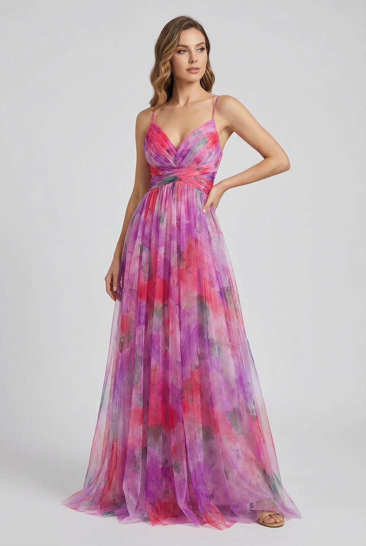 Sienna | Women's Floral Chiffon Maxi Dress Adjustable Elegant