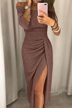 Jolene | Women's Off-Shoulder Glitter Evening Dress Elegant