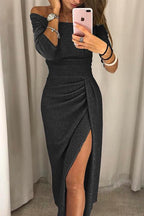 Jolene | Women's Off-Shoulder Glitter Evening Dress Elegant