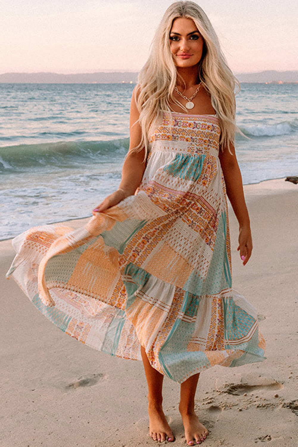 Elodie | Women's Printed Tiered Maxi Dress