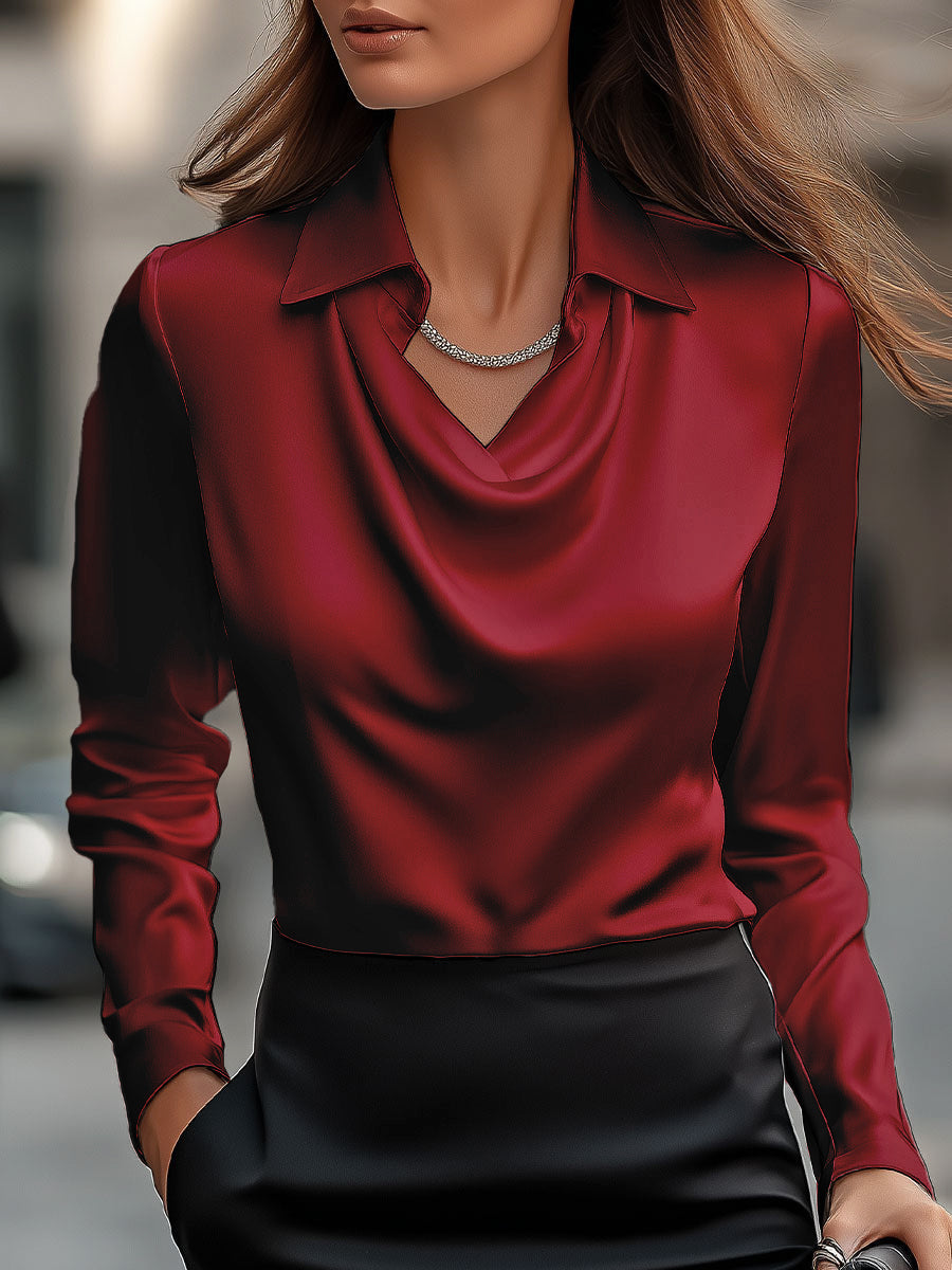 Quinn | Women's Draped Neck Blouse Elegant