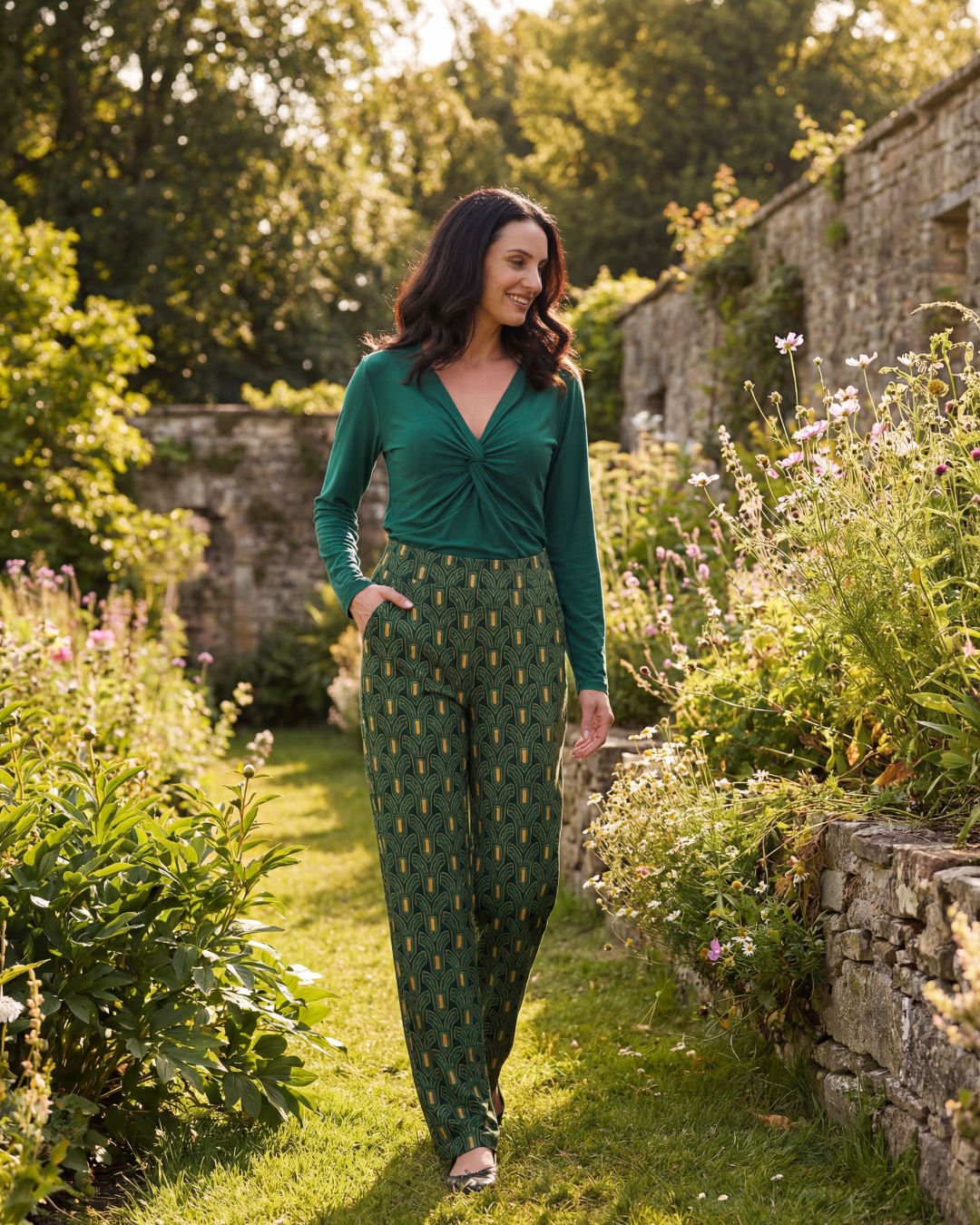 Priya | Women's Printed Straight-Leg Trousers