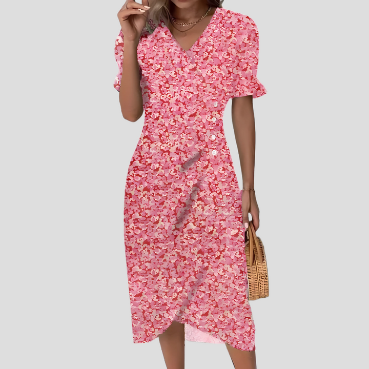 Liora | Women's Floral Wrap Midi Dress Chic