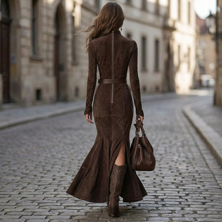 Elira | Women’s Long Sleeve Zip Front Maxi Dress
