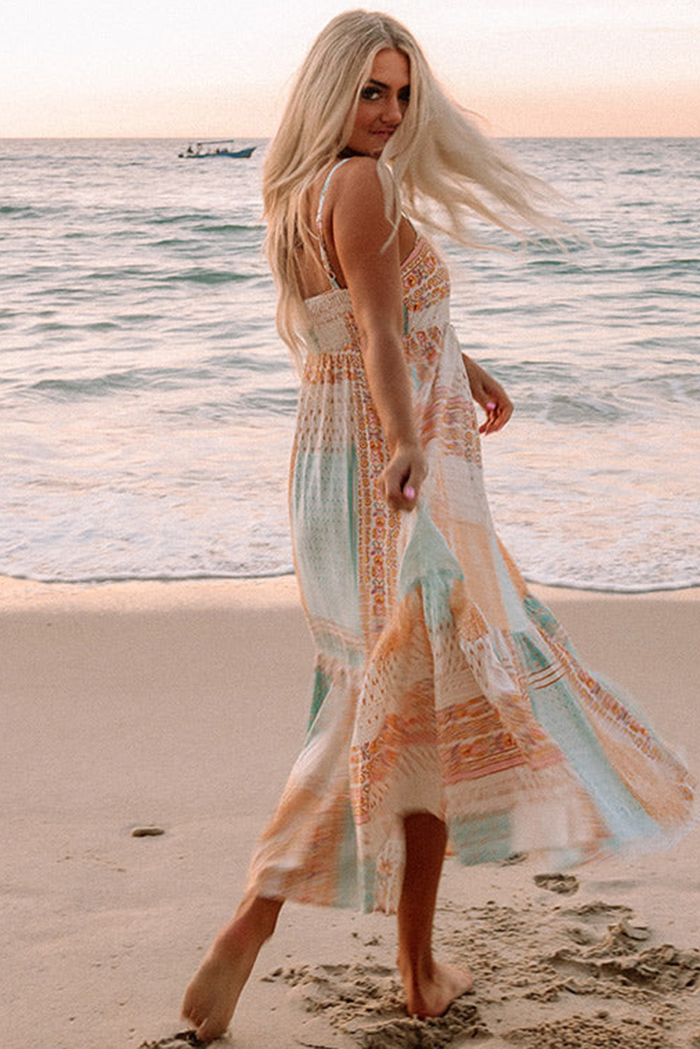 Elodie | Women's Printed Tiered Maxi Dress