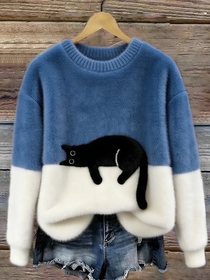 Caitlin – Casual Cat Graphic Sweater
