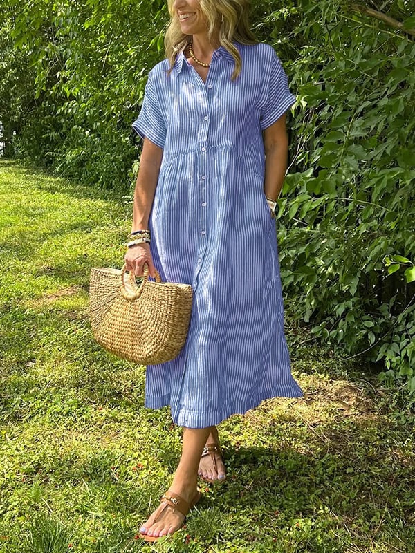 Sutton | Women's Elegant Striped Shirt Dress