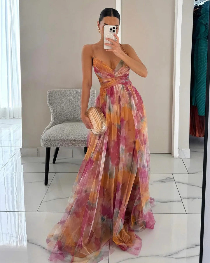 Zaria | Women’s Glamorous Maxi Wedding Guest Dress V-Neck