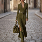 Elira | Women’s Long Sleeve Zip Front Maxi Dress