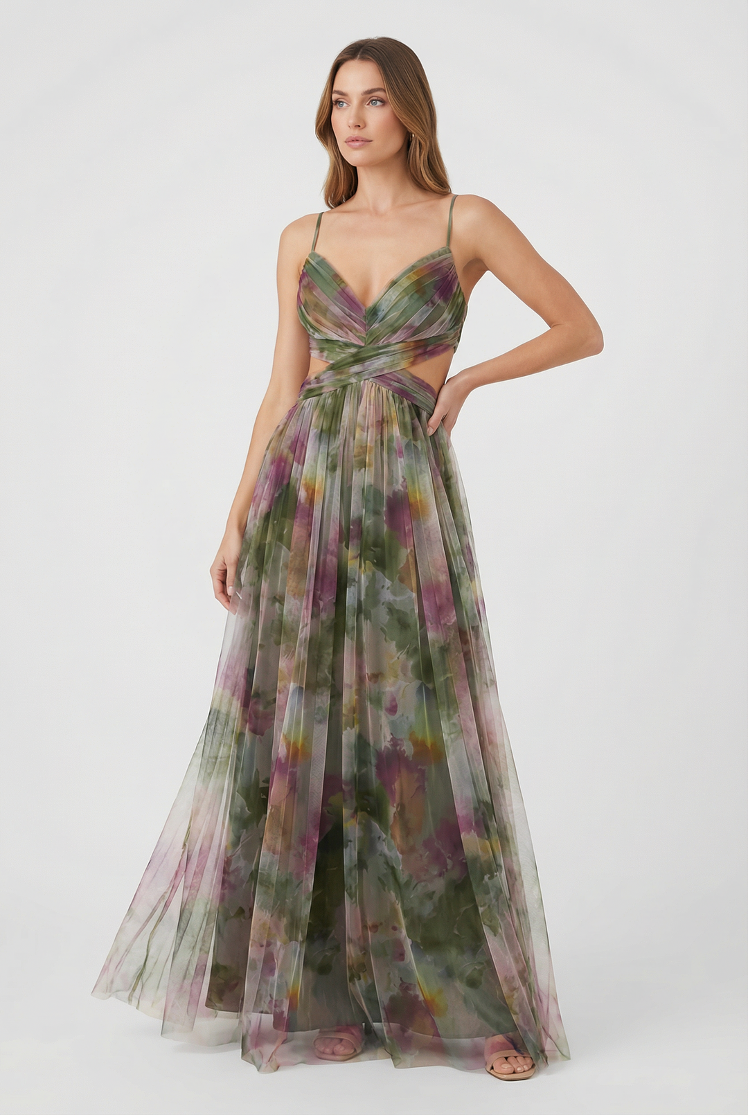 Sienna | Women's Floral Chiffon Maxi Dress Adjustable Elegant