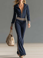 Kaelis | Women’s Hooded Zip Knit Jumpsuit