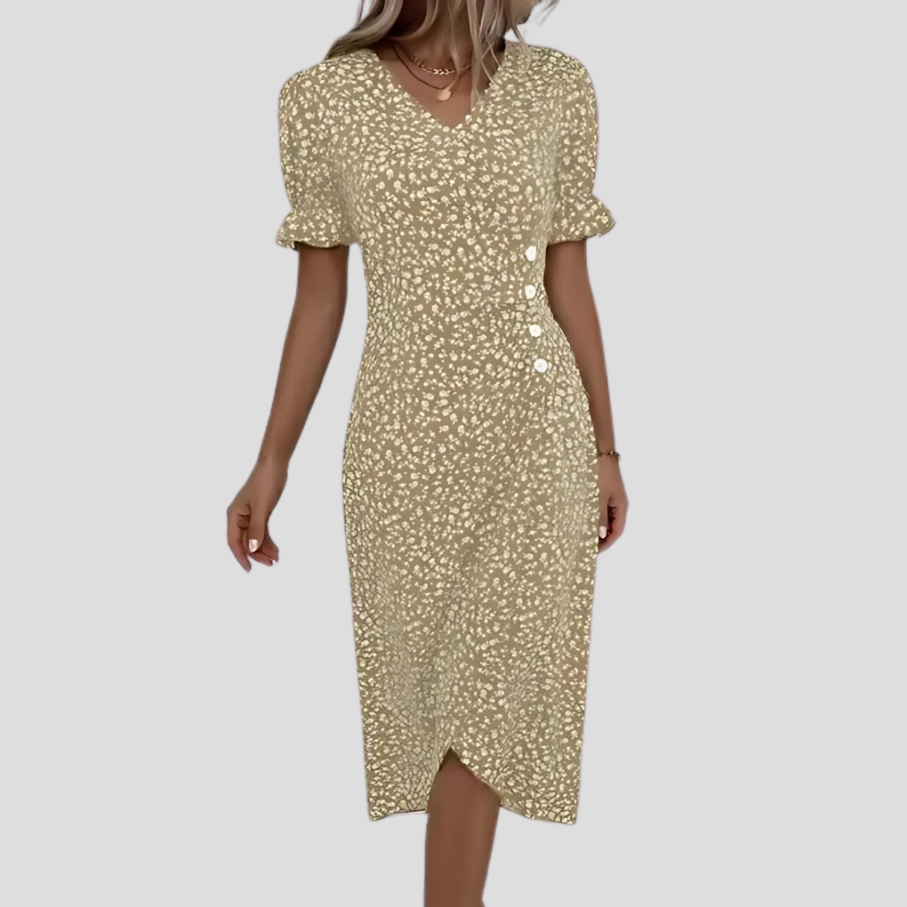 Liora | Women's Floral Wrap Midi Dress Chic