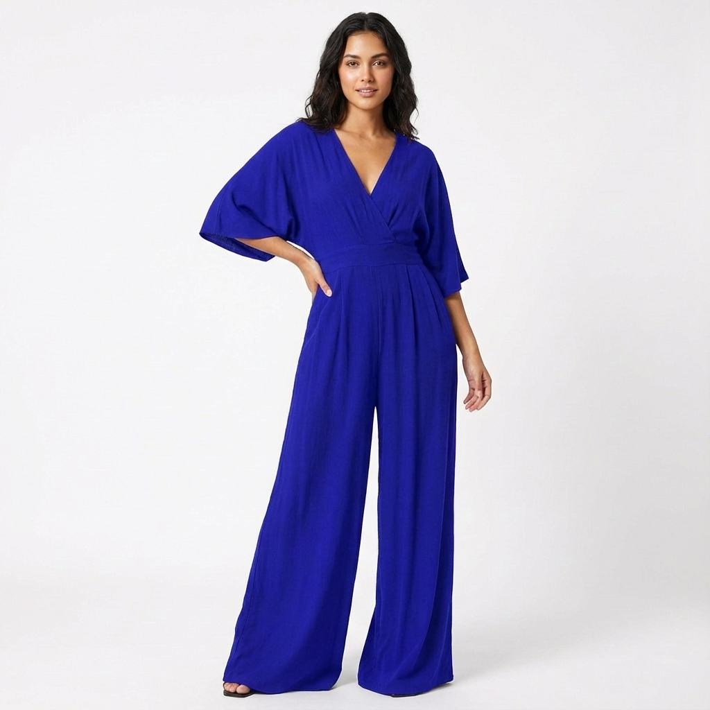 Rosie | Women’s Elegant Wide-Leg Jumpsuit Half Sleeve