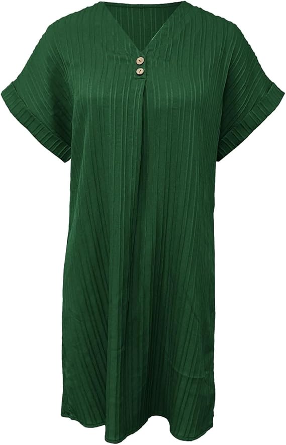 Isla | Women's V-Neck Button Summer Dress Elegant